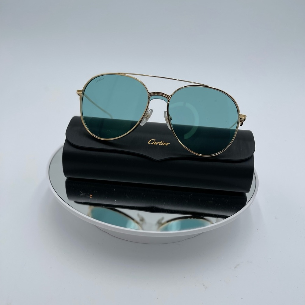 NWOT Cartier Gold and blue Aviator Sunglasses